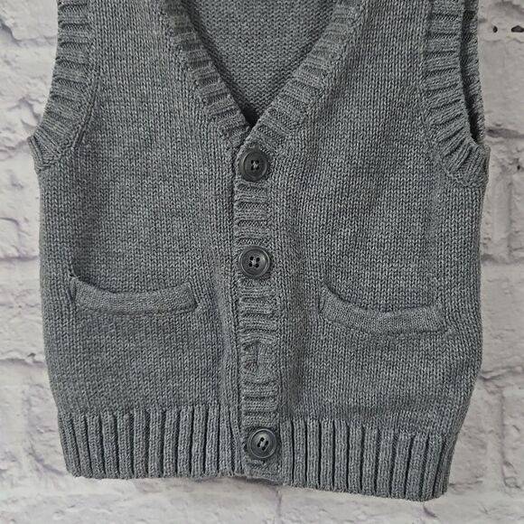 Carter's Baby Sweater Vest Gray Sleeveless Button Down Grandpa Preppy Cardigan - Picture 4 of 9
